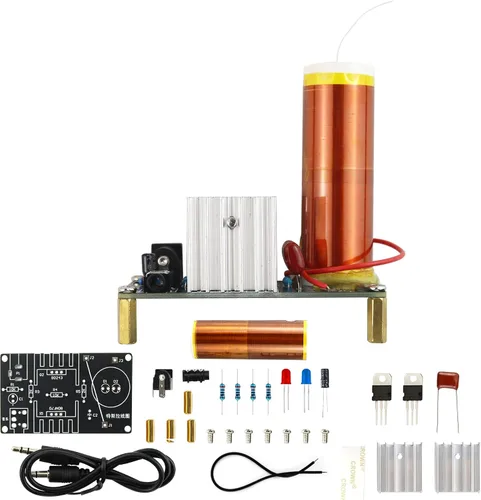Vista 7 de Kit de Práctica de Soldadura 5 en 1 Mini Bobina Tesla Musical, Luz Fluida Enchufable, Timbre, Luz Fluida Activada por Sonido, y Rueda de Ruleta