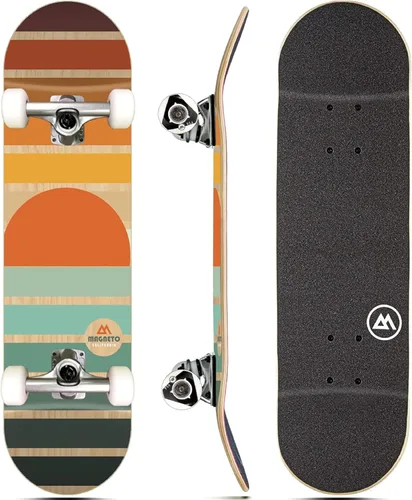 Vista 18 de Magneto Complete Skateboard 6-Layer Canadian Maple Double Kick Concave Deck Beginners, and Teens Astronaut