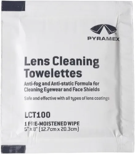Vista 3 de Pyramex Safety - Toallitas de limpieza de lentes empaquetadas individualmente, sin rayas, 100 piezas No-streak Cleaning for All Eyewear, Portable