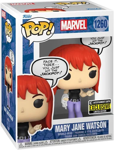 Vista 3 de POP Marvel: Spider-Man – Figura de vinilo Funko exclusiva de Mary Jane Watson (paquete con funda protectora de caja compatible), multicolor, 3.75