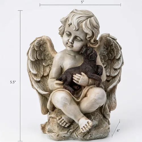 Vista 8 de Topadorn Estatua conmemorativa de perro de alas de ángel, figura de resina para mascotas para el hogar y el jardín, regalo de homenaje