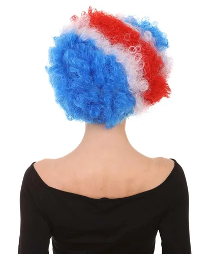 Vista 3 de FLAGWIGS Peluca afro de fiesta azul rojo HW-096