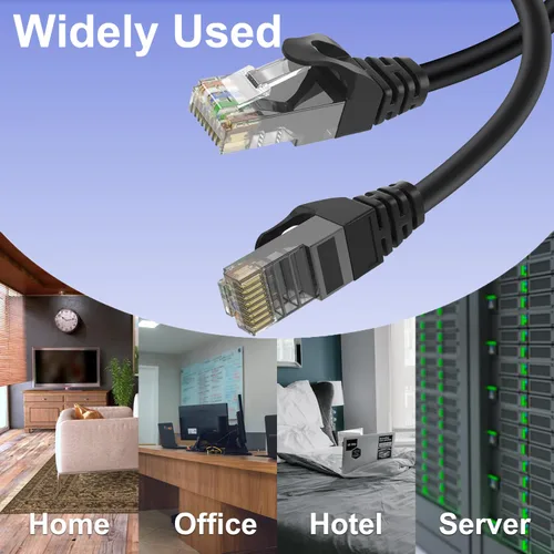 Vista 6 de Cable Ethernet Cat6 (25 pies), cable de red Cat6, cable de conexión RJ45 compatible con Cat6, Cat5E, Cat5, incluye 25 lazos y 25 clips de cable