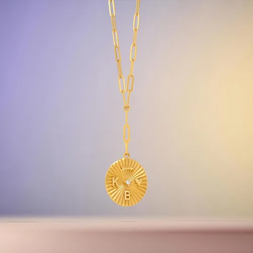 Vista 4 de OAK & LUNA - Medallion Custom Engraved Pendant Necklace - Sterling Silver or 14K Solid Gold - Up to 4 Initials