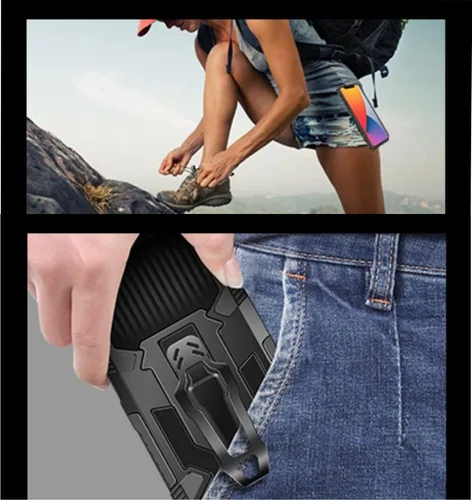 Vista 6 de Funda para Samsung Galaxy A04S, A13 5G, Folmeikat con protector de pantalla HD de grado militar con clip para cinturón y soporte protector para Negro