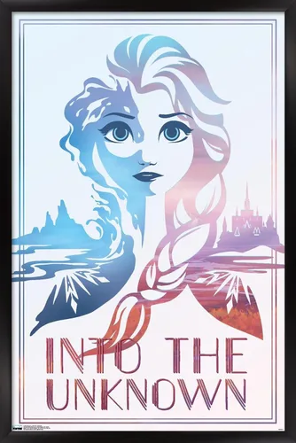 Vista 9 de Trends International Disney Frozen 2 - Póster de pared con texto en inglés "Into the Unknown", 14.725 x 22.375 pulgadas, versión enmarcada de madera