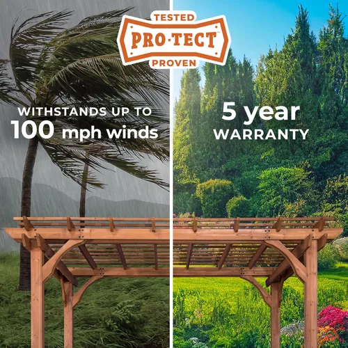 Vista 4 de Backyard Discovery Beaumont - Kit de pérgola tradicional de madera de cedro de 10' x 10' con techo de celosía, durabilidad para todas