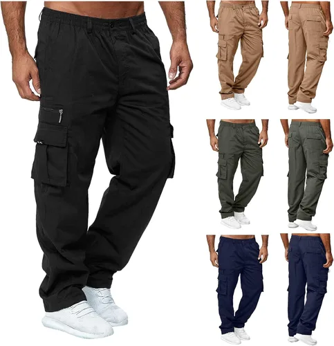 Vista 6 de Pantalones deportivos para hombre, ajuste holgado, pantalones deportivos para hombre, pantalones deportivos de ajuste holgado, con cordón