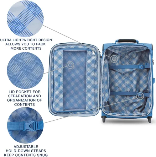 Vista 4 de Travelpro Maxlite 5 Softside - Equipaje vertical expandible de 2 ruedas, maleta ligera, para hombres y mujeres, Azul celeste