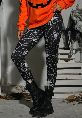 Vista 2 de Spadehill Leggings ajustados gráficos divertidos para mujer de Halloween