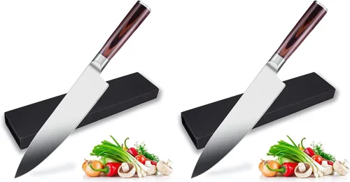 Vista 8 de Pro Kitchen - Cuchillo de chef de acero inoxidable alemán de alto carbono, mango ergonómico, ultra afilado para cocina y restaurante