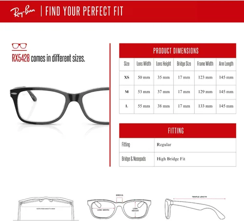 Vista 4 de Ray-Ban RX5428 - Lentes cuadrados para hombre y mujer + paquete con kit de gafas de diseñador iWear