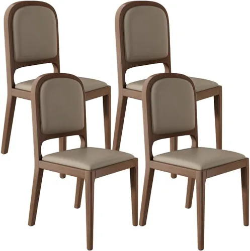 Vista 16 de YVYKFZD Sillas de comedor de madera maciza, juego de sillas de cocina sin brazos, silla de comedor tapizada de cuero, silla de sala de estar