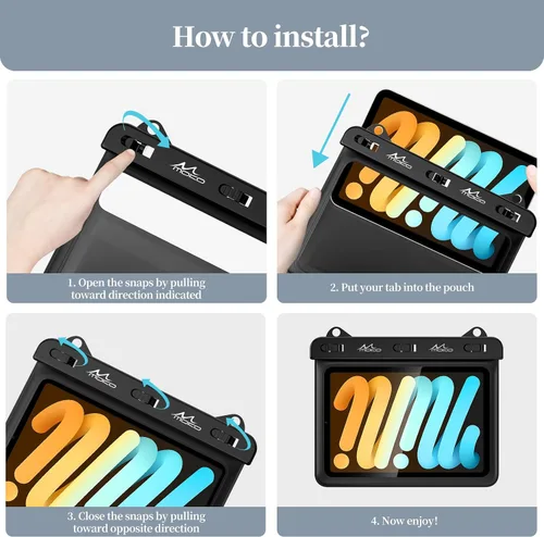 Vista 7 de MoKo Funda impermeable para tablet compatible con Fire HD 8/Fire 7, iPad Mini 6/5/4/3, Galaxy Tab Pro 8.4, Tab S2/Tab E/Tab A 8.0 8.4 hasta 8.5