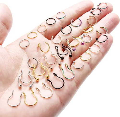 Vista 5 de SCERRING Piercing de nariz falso de acero inoxidable para septum, piercing para el cuerpo, 30 piezas
