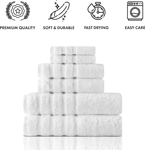 Vista 3 de Classic Turkish Towels - Juego de toallas de baño de 4 piezas para hotel o spa, resistentes y de secado rápido, fabricadas con 100% algodón turco