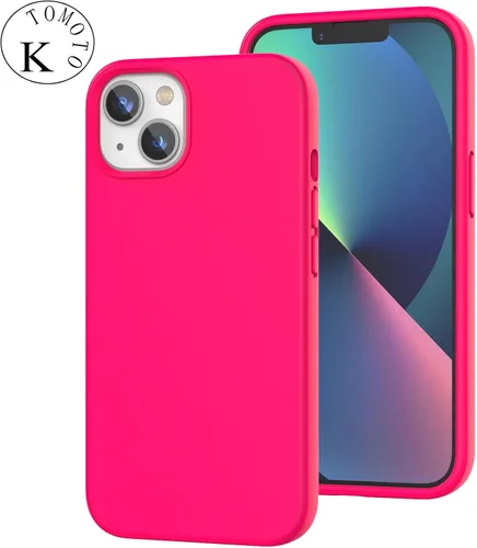 Vista 8 de Funda de silicona líquida compatible con iPhone 14/iPhone 13, color rosa intenso [Protección contra caídas]
