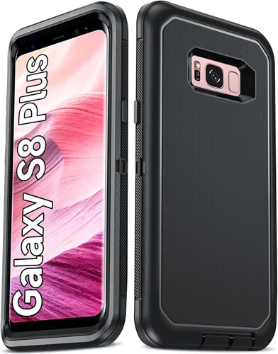 Vista 15 de LeYi Funda compatible con Galaxy S8: no compatible con S8 Plus: cubierta exterior de goma 3 en 1 de cuerpo completo a prueba de golpes, resistente