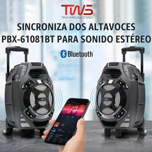 Vista 6 de QFX PBX-61081BT/RD bocina Bluetooth portable para fiestas Plateado