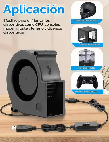 Vista 5 de Wathai Ventilador centrífugo USB de 2.953 in x 1.181 in Ventilador de refrigeración de turbina de 5 V USB Small Blower for DIY Computer Case, Home