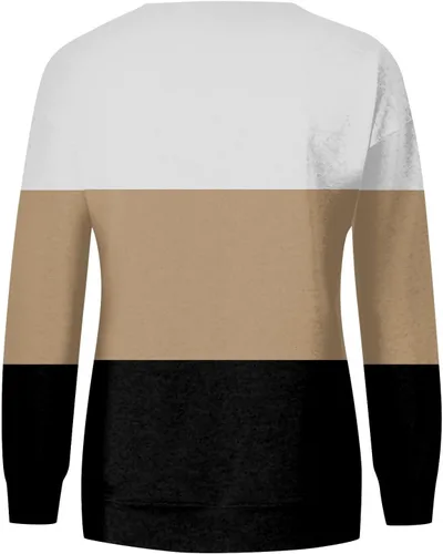 Vista 4 de Sudaderas para mujer, con bloques de color, cuello redondo, para entrenamiento, casual, manga larga, ropa de otoño 2023