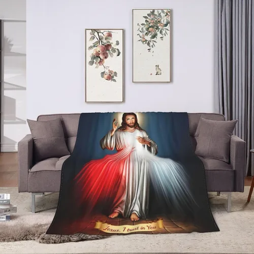 Vista 7 de Manta de regalo católico de Jesús, manta ultrasuave de microforro polar divina misericordia, regalos religiosos cristianos para mujeres, manta