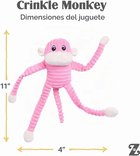 Vista 5 de ZippyPaws Spencer El mono arrugado, S, Rosado