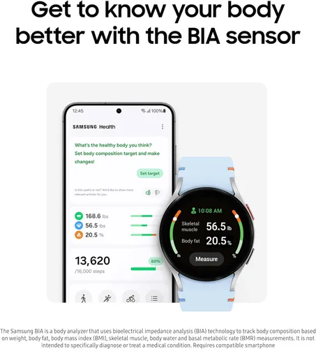 Vista 3 de SAMSUNG Galaxy Watch FE 40mm GPS, reloj inteligente AI con seguimiento de fitness, sensor BIA, zonas de frecuencia cardíaca personalizadas, monitor