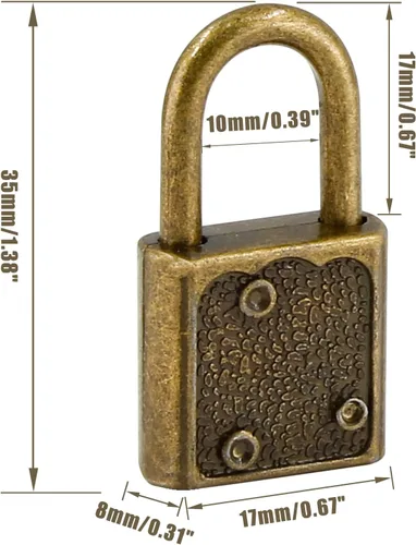 Vista 3 de Piutouyar Mini cerradura con llave, cerradura de equipaje pequeña, candado pequeño, cerradura de diario, cerradura de bronce, cerradura vintage