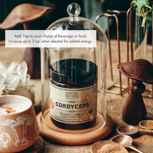 Vista 2 de Anima Mundi Apothecary Cordyceps - Polvo de hongos Cordyceps orgánico real - Suplemento para el hígado y el apoyo inmunológico - Añadir a alimentos