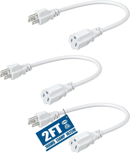 Vista 13 de DEWENWILS Cable de extensión corto, cable de alimentación SJTW de 1 pie, cable de extensión SJTW de 16 AWG resistente a la intemperie