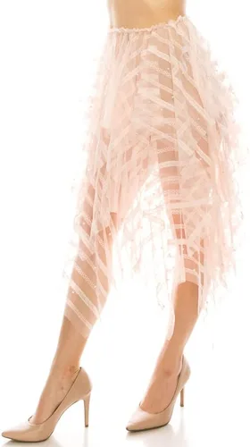 Vista 3 de Salt - Falda midi de malla con perlas de encaje para mujer