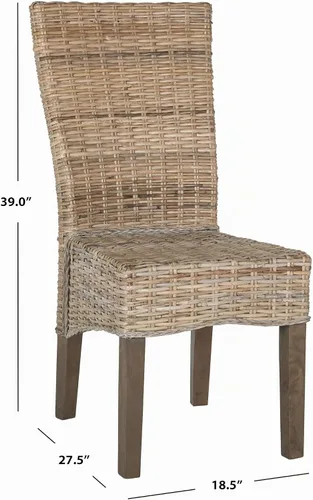Vista 3 de SAFAVIEH - Juego de 2 sillas de comedor de madera Ozias, asiento de 18.8 pulgadas, color gris costero SEA8014A