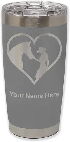 Vista 34 de LaserGram Vaso aislado al vacío de 20 onzas, corazón de vaquera de caballo, grabado personalizado incluido (negro)