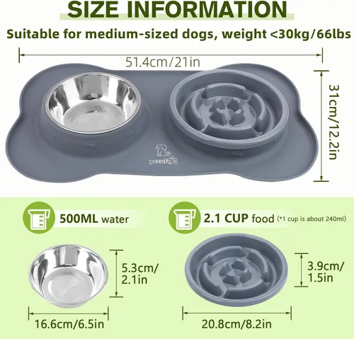 Vista 2 de Pecute Cuencos de Alimentación Lenta para Perros para Comer más Lento, Cuenco para Perros de Alimentación Lenta con Tapete de Silicona