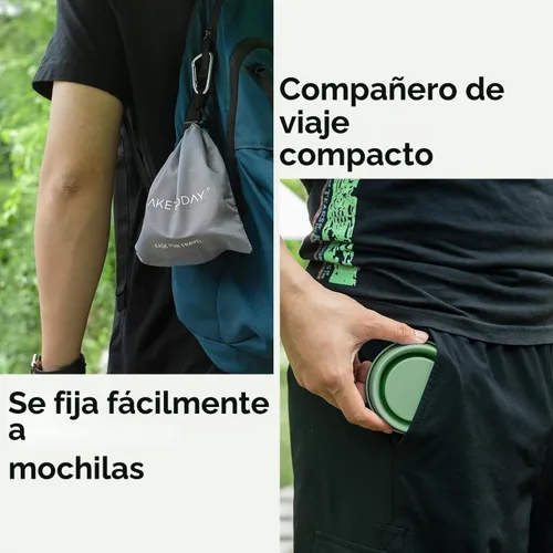Vista 6 de TakeToday Vaso plegable de 8 oz, paquete de 2 para viajes, azul y melocotón