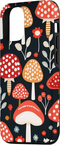 Vista 2 de Funda con estampado de hongos estéticos para iPhone 15 con diseño de hongos retro adorable
