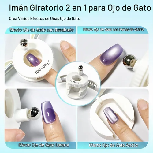 Vista 2 de JODSONE Imán giratorio 2 en 1 de ojo de gato para uñas, en forma de U y herramienta de imán de uñas ajustable de 360° con imán de bola, efecto de m4