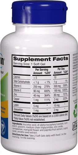 Vista 4 de PreserVision AREDS 2 Suplemento vitamínico y mineral para ojos con OCUSorb, 120 geles suaves veganos, contiene luteína, zeaxantina, vitamina C