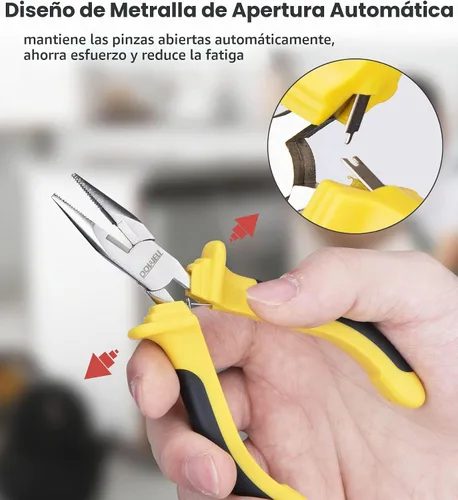 Vista 4 de DOWELL Juego de 6 alicates pequeños con punta de aguja, diagonal, punta de nariz doblada y línea para hacer manualidades, reparar dispositivos