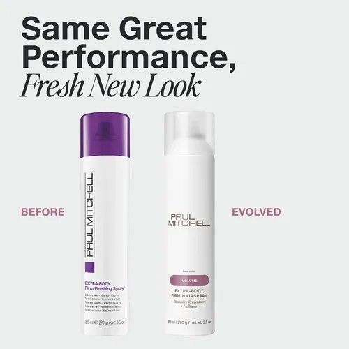 Vista 2 de Paul Mitchell Spray de acabado firme extra corporal, sujeción extrema, laca para el cabello de volumen máximo, 9.5 onzas.