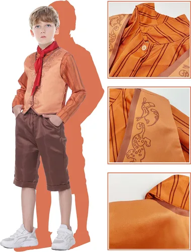 Vista 4 de Oturgor Disfraz de Antonio Madrigal para cosplay de príncipe de 4 piezas, chaleco de Halloween para niños