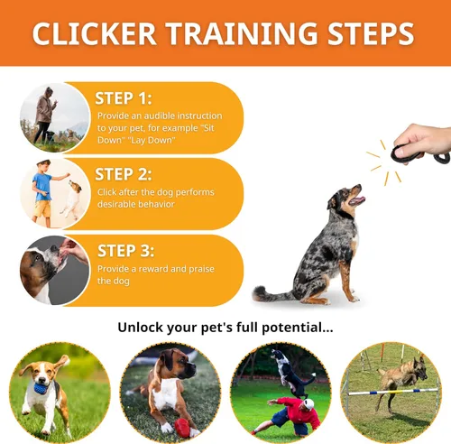 Vista 6 de Clicker de entrenamiento para perros, herramienta de comportamiento de entrenamiento de mascotas con correa de muñeca para perros, gatos