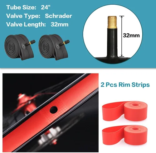 Vista 4 de Paquete de 2 neumáticos y tubos de bicicleta Beach Cruiser de 24 pulgadas/26 x 2.125 pulgadas o sin tubos de 24 pulgadas/26 x 1.75 pulgadas/2.125