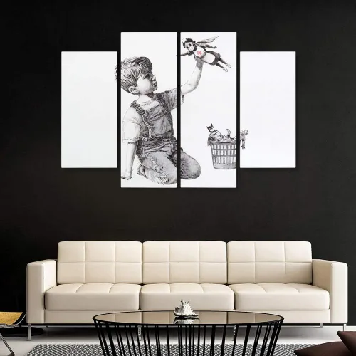 Vista 49 de Banksy Graffiti Street Art Colecciones de lienzos de arte callejero. Listo para colgar. Fabricado en Estados Unidos #FULL2