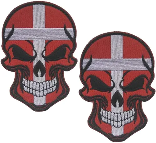Vista 14 de AliPlus - 2 parches de calavera con bandera estadounidense de EE. UU., gancho y bucle