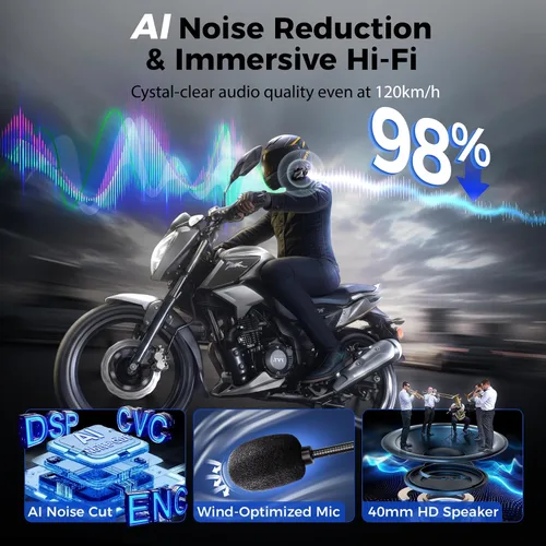 Vista 3 de Moman CPX Motorcycle Group - Intercomunicador de malla, sistema de comunicación de malla para 24 ciclistas BT5.4, casco con altavoz, auriculares
