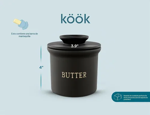 Vista 7 de KooK Recipiente para Mantequilla con Tapa, Mantequilla Suave para Untar, Mantequilla Francesa de Cerámica para Dejar en la Encimera con Línea