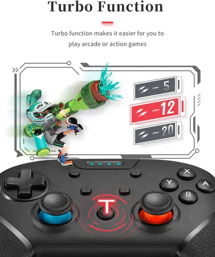 Vista 3 de BINBOK - Controlador de interruptor interruptor inalámbrico Pro con vibración turbogiroscopio de 6 ejesdiseño antideslizante con joystick accesorios