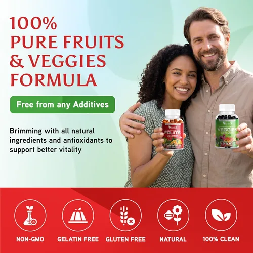 Vista 26 de VITINITY Super Greens - Gomitas multivitamínicas Hechas con 30 superalimentos reales, verduras, hierbas, frutas para adultos y niños para aumentar